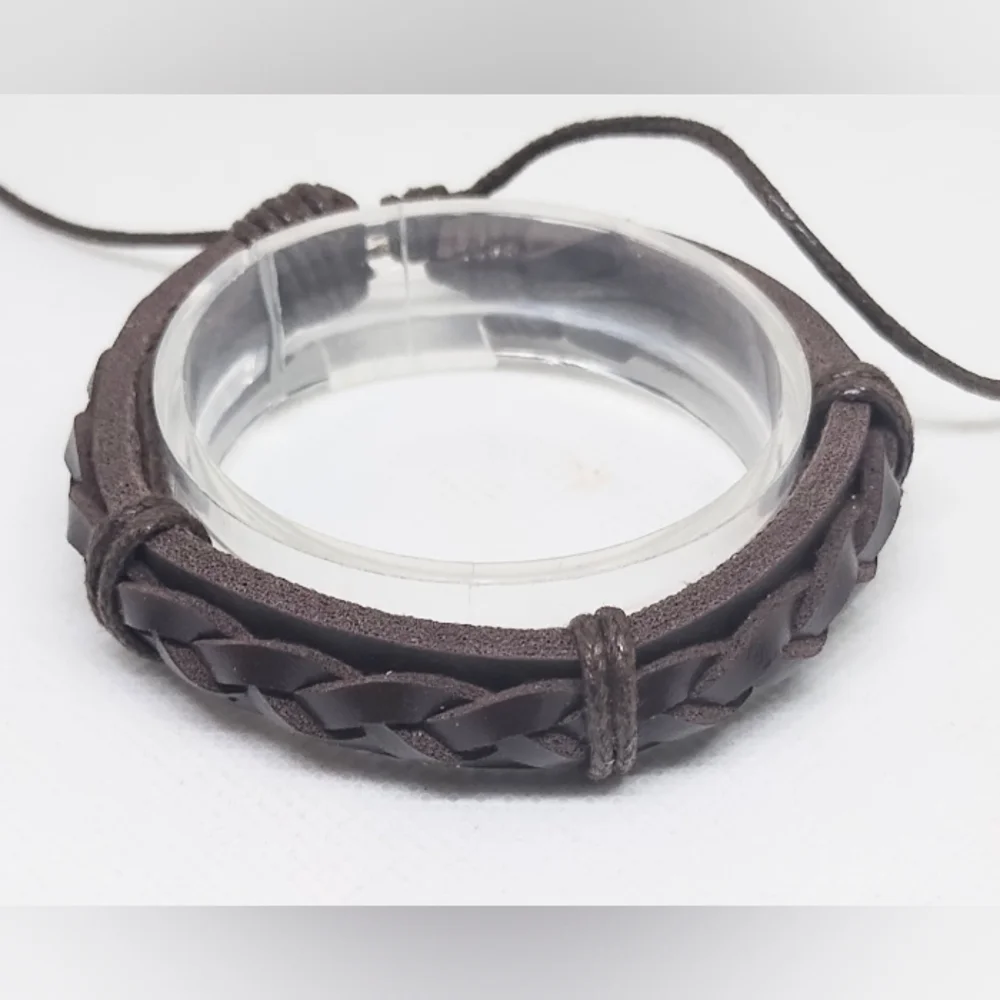 Men's Bracelet Leather Braided Brown New‎ f34